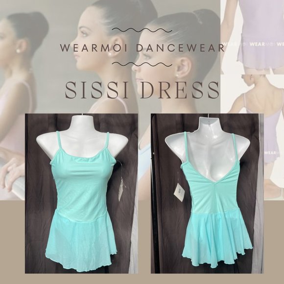 NEW Wear Moi Sissi Leotard Tulle Skirt V-back Dress Adult Pacific mint-ish blue - Picture 1 of 2